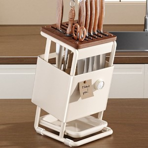New Arrival Multifunctional <b>Kitchen</b> Stand Knife <b>Rack</b> <b>Storage</b> Shelf Chopstick Holder Space Saving Wooden Utensil Organizer - Product Image 5