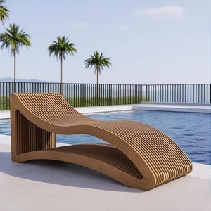 Silla de Descanso de Madera para Exteriores, Silla de Jardín, Silla de Descanso Nórdica para <span class=keywords><strong>Piscina</strong></span>, Playa, Resort, Villa - Product Image 4