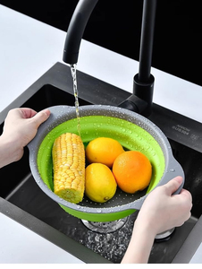 Collapsible Telescopic PP+TPR Material <b>Kitchen</b> <b>Sink</b> Vegetable Washing Basket <b>Strainer</b> with Filter Easy to Clean Hand Wash Only - Product Image 2