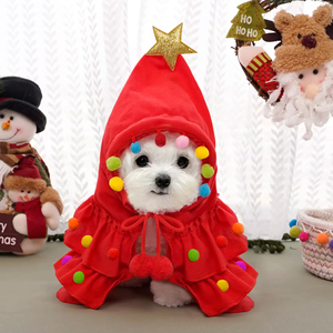 Elegante disfraz de elfo navideño de algodón con patrón sólido para cachorros, capa de invierno para mascotas, ropa de dibujos animados para perros. - Product Image 3