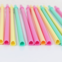 Pailles à boire rondes en plastique rigide PP pour la Saint-Valentin, accessoires de bar écologiques réutilisables