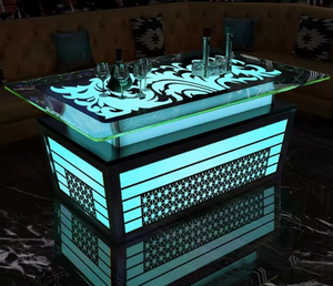 Table de bar TV, table en verre trempé, table basse en acier inoxydable lumineuse, style européen, table de bar spéciale, siège de canapé - Product Image 1