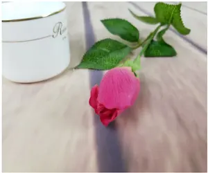 Flor de plástico artificial barata única rosa