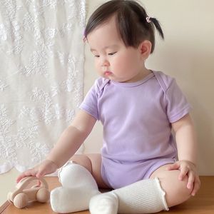 Nouveau-né Essentials 100% coton plaine fille vêtements 6-12 mois tricoté à manches courtes combinaison bébé barboteuse - Product Image 5