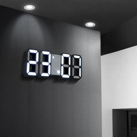 Reloj de Pared LED 3D EMAF, Reloj Despertador Digital con Temporizador, Luz Nocturna, Decoración para Almacén, Oficina, Sala de Estar, Reloj LED Digital