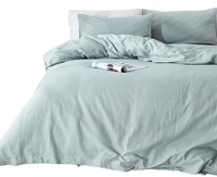 Parure de lit 55% lin 45% coton, respirante, antibactérienne, 200 fils/cm², haute qualité, tissée, unie, pour adulte