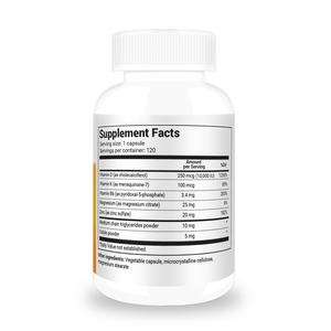 Suplemento de Vitamina D3 K2 de Alta Calidad, 120 Cápsulas, Promueve la Digestión, Suplemento Vitamínico para Adultos - Product Image 2
