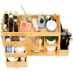 Bamboo Cosmetic Organizer With <b>Drawers</b> Multi Layer Desktop Storage Rack For <b>Makeup</b> And Skincare Products - Product Image 5