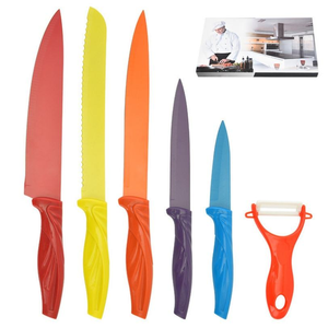 Colorful Non-stick Coated Kitchen <b>Knife</b> Set Slicing <b>Bread</b> Utility Paring <b>Knife</b> Peeler 6 Pieces Stainless Steel Chef <b>Knife</b> - Product Image 3