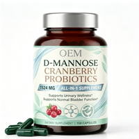 Capsules de D-Mannose à Marque Blanche OEM, 150 Comprimés, 1524mg, Probiotiques Canneberge, Approvisionnement en Gros