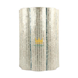 Tabouret cylindrique moderne de luxe en nacre, table basse en mosaïque de coquillages, meubles de salon, décoration d'intérieur - Product Image 3