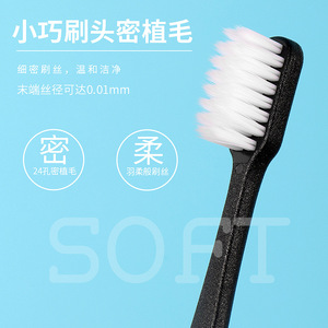 Cepillo de dientes de cerdas suaves para adultos, manual, con 24 orificios, cabezal de cepillo denso, limpieza suave - Product Image 1