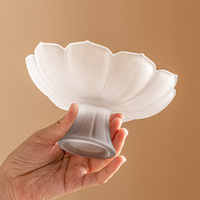 Assiette jetable en verre moderne émaillé en forme de lotus, assiette à fruits, assiette à dessert, thé de l'après-midi, rafraîchissement