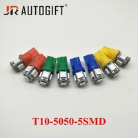 Ampoules LED T10 W5W 5050 5SMD pour l'intérieur de la voiture, 12V, éclairage de plaque d'immatriculation, clignotants, blanc, rouge, jaune, vert, rose, bleu, ampoules de voiture