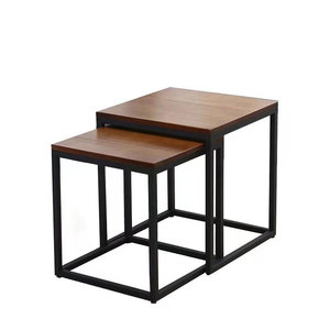 Hiện đại vuông hạt gỗ Bàn cà phê với khung kim loại màu đen cho nhà bếp phòng ngủ thời gian trà đồ nội thất phòng khách - Product Image 1