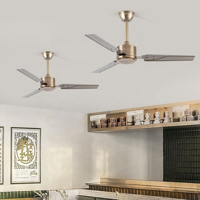 Black Factory Supply Quiet Powerful 42/52 Inch Ac Dc Industrial 3 Blade Restaurant Ceiling Fan with Remote Control