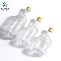 Bouteille de liqueur en verre vide ronde de 330 ml et 500 ml avec bouchons à vis pour vin, vodka, whisky nordique, boissons