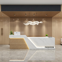 Nouvelle idée de table de réception de bureau en marbre naturel, comptoir de réception de salon, bureau de beauté avec LED