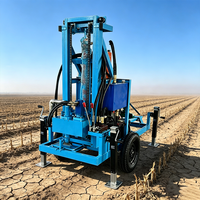 Machine de forage de puits d'eau mobile diesel agricole Mikton 22HP, foreuse montée sur roues, profondeur maximale 180m, équipement d'irrigation agricole
