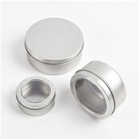 Pot à bougie haut de gamme personnalisable de 150 ml en fer blanc transparent, finition mate, avec fenêtre, impression sérigraphique et UV
