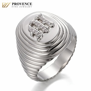 <strong>Antique</strong> Style Engravable Monogram <strong>Signet</strong> <strong>Ring</strong> 925 Sterling Silver Paved DEF VVS Lab Diamond Hip Hop Style Jewelry for Men - Product Image 1