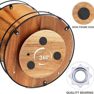 Wooden <b>Rotating</b> Storage <b>Rack</b> 9.5x10.2 Inch 2 Tier Lazy Susan For Kitchen <b>Spice</b> Bathroom Cosmetics - Product Image 2
