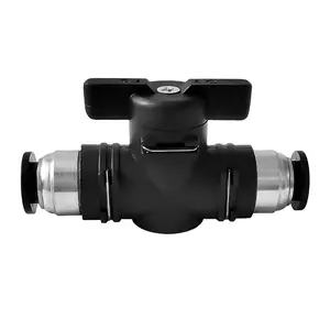 4mm/6mm/8mm/10mm/12mm Pneumatic Connector Quick Joint Adapter BUC Hand Valve Switch Tube Fittings Black Shut Off Ball Valve