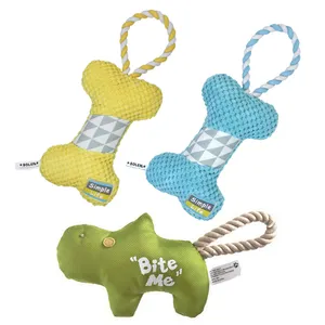 Hueso de juguete para perro de peluche con cuerda/Ruff Pup Green Hippo