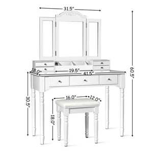 Meubles de chambre à coucher <span class=keywords><strong>coiffeuse</strong></span> Beige <span class=keywords><strong>avec</strong></span> OEM propre marque logo client Lit et <span class=keywords><strong>coiffeuse</strong></span> Vente en gros - Product Image 5