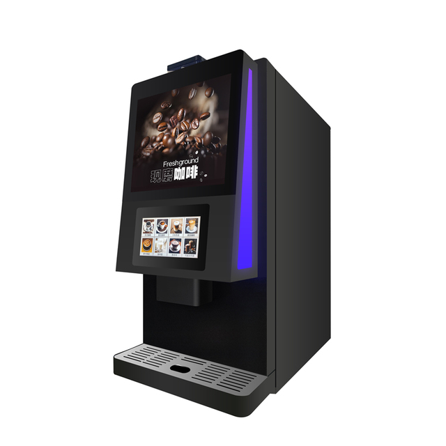 Office Automatic 7" Touch Screen Kaffeeverkaufsmaschine Commercial Street Coin Operated Bean to Cup Coffee Vending Machine