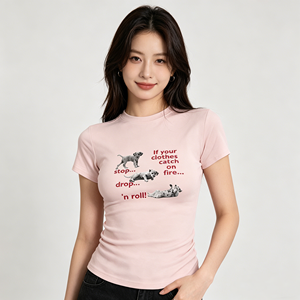 Camiseta de Manga Corta Estilo Americano, Verano, Dulce y Picante, Corte Ajustado, Nueva Moda, Versátil, con Estampado <span class=keywords><strong>Animal</strong></span> - Product Image 1