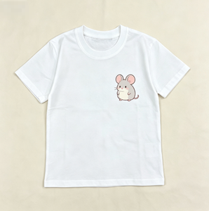 T-shirt blanc à manches courtes pour homme, imprimé souris et chat de dessin animé, coupe décontractée, tricoté, respirant, logo frontal - Product Image 3