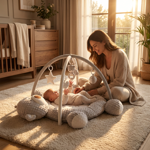 <span class=keywords><strong>Tapis</strong></span> d'éveil <span class=keywords><strong>de</strong></span> luxe gris en minky pour bébé, <span class=keywords><strong>tapis</strong></span> <span class=keywords><strong>de</strong></span> jeu rembourré en forme d'ours en peluche, centre d'apprentissage sensoriel <span class=keywords><strong>de</strong></span> style nordique, cadeau pour nouveau-né - Product Image 2