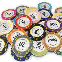 Jetons de poker en argile bon marché personnalisés avec mini dénomination surdimensionnée pour les jeux de golf et de casino avec plateau inclus