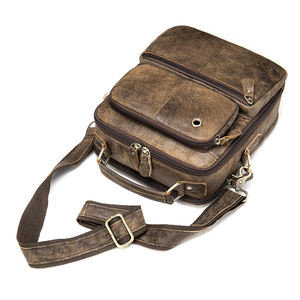 Bolso bandolera de hombro suave de cuero genuino Vintage para hombre-Bolso bandolera portátil con gran capacidad y diseño duradero - Product Image 4