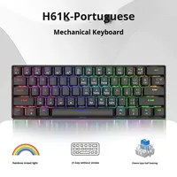 Untuk Keyboard Mekanik H61K 61 Tombol USB Biru Merah Hitam Sumbu Campuran Lampu Laptop Kabel Gaming Keypad