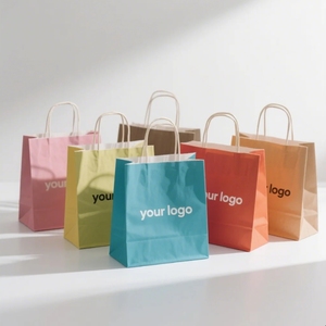 Sac cadeau recyclable en papier personnalisé avec poignée sacs à provisions kraft de luxe pour vêtements bijoux boulangerie et magasins de détail - Product Image 4