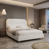 Lit de Luxe Moderne King Queen avec Tête de Lit Rembourrée Effet Nuage et Rangement Intégré – Mobilier de Chambre