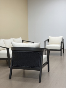 Modern Outdoor <b>Armchair</b> With <b>White</b> Cushions Aluminum Frame Waterproof One Seat Garden Sofa - Product Image 3