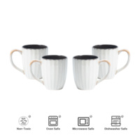 Prix d'usine ensemble de vaisselle en céramique en grès beige doré tasse à boire de luxe vintage londres ensembles de vaisselle de style boutique