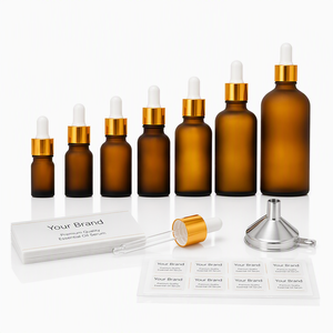 Luxury Amber Dropper Bottle Gold Cap 15ml 30ml Electroplated Collar Facial Serum Boutique Gift Set Packaging Manufacturer - Product Image 1