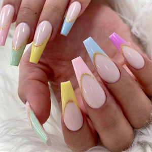 Venta al por mayor línea dibujada a mano prensa francesa en uñas parches de Arte de uñas impresos arte de uñas desmontable - Product Image 5