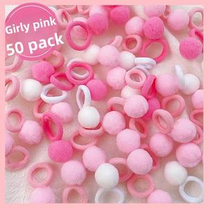 50 لكل حقيبة شعر حب كرة شعر حبل شعر لطيف للغاية روضة أطفال جديدة للفتيات حلقة شعر ملونة غطاء رأس عالي المرونة - Product Image 5