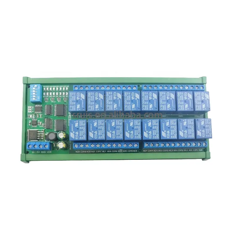 12V 16-channel DIN rail RS485 relay Modbus RTU protocol remote control PLC expansion board
