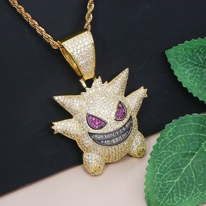 Ciondolo diavolo ghiacciato Moissanite personalizzato in argento Sterling 925 con collana Hip Hop Moissanite placcata oro per uomo - Product Image 3