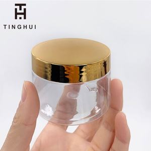 Pot en plastique transparent à large ouverture personnalisé de 4 oz et 8 oz avec couvercles à vis dorés, pot en PET pour crème cosmétique - Product Image 2