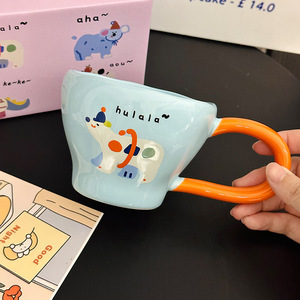 Tazza in Ceramica Stile Coreano con Animali Cartoon, Manico a Orecchie Grandi, per Caffè, Latte e Porridge, Regalo per la Colazione - Product Image 4