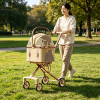 Poussette pour animaux de compagnie pour chats et petits chiens, couverture en maille amovible, pliable, chariot à 4 roues, écologique, toutes saisons