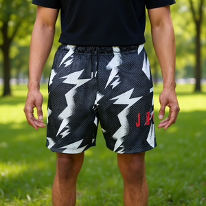 Pantalones cortos deportivos Nike para hombre Jumpman Air Mesh Aop Casual Negro Blanco Cintura elástica Transpirable Verano Corte relajado - Product Image 2