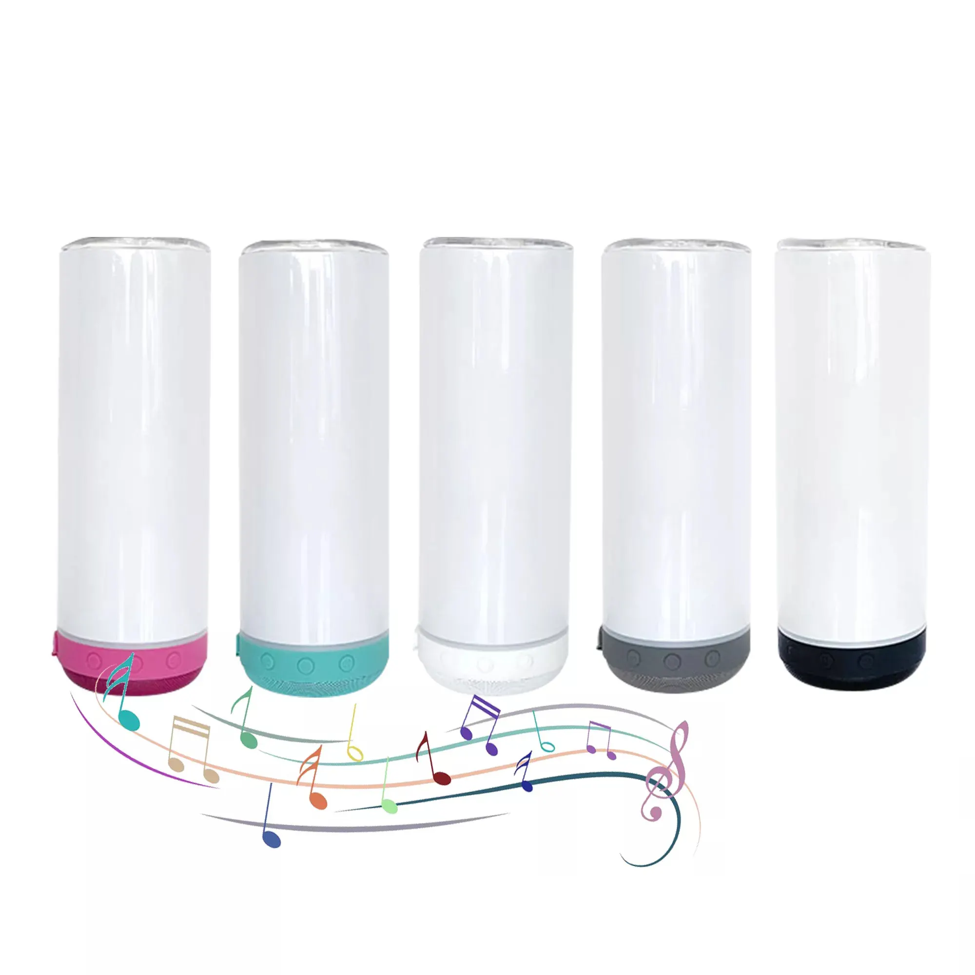 Offre Spéciale non conique 20oz Sublimation Blancs droite Affichage haut-parleur tumbler Acier inoxydable Musique Tasse Pour l'extérieur